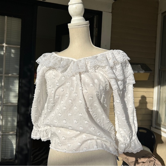 Vintage Lace Ruffle Blouse - Picture 2 of 6
